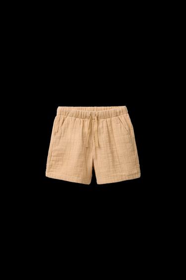 RELAXED FIT TEXTURED BERMUDA SHORTS - Mustard by Zara