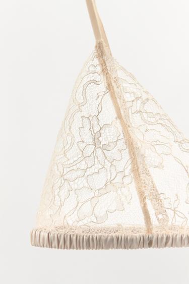 CONTRAST LACE TRIANGLE BRALETTE - Ecru / Beige by Zara - Image 6