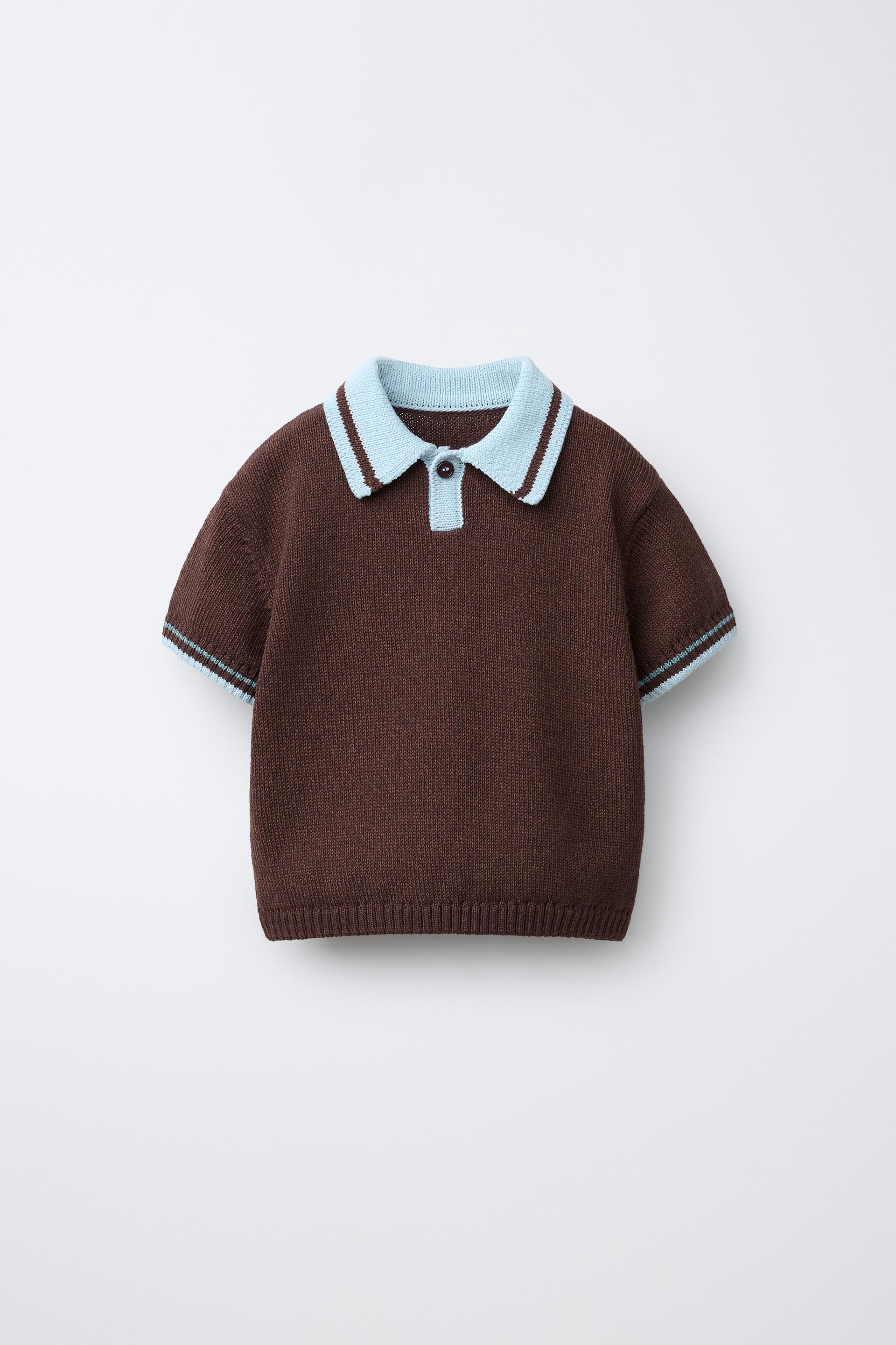 Contrast Collar Knit Polo Shirt