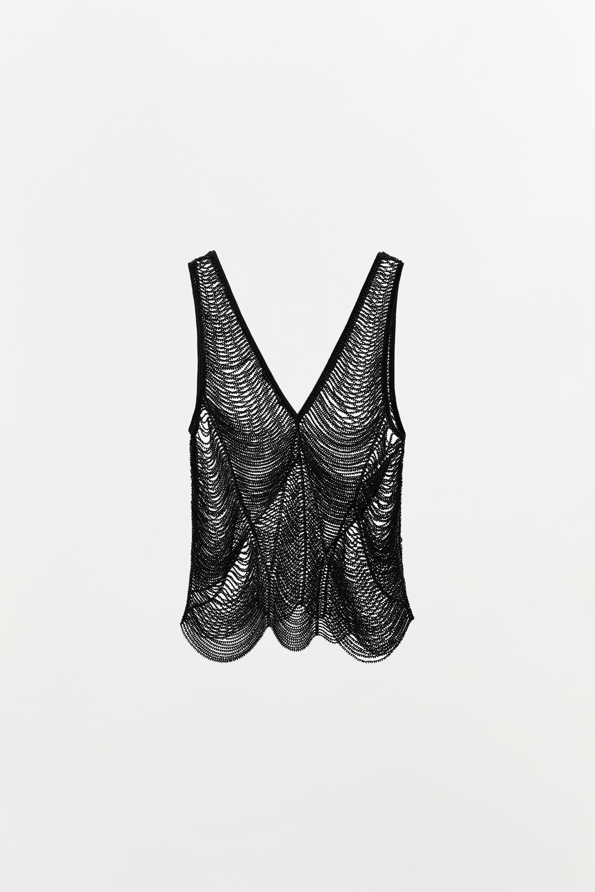 ZW COLLECTION BEADED TOP - Black | ZARA South Africa