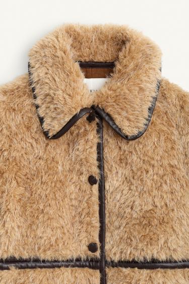 MANTEAU LONG MOUTONNÉ ÉDITION LIMITÉE - Marron clair de Zara - Image 7