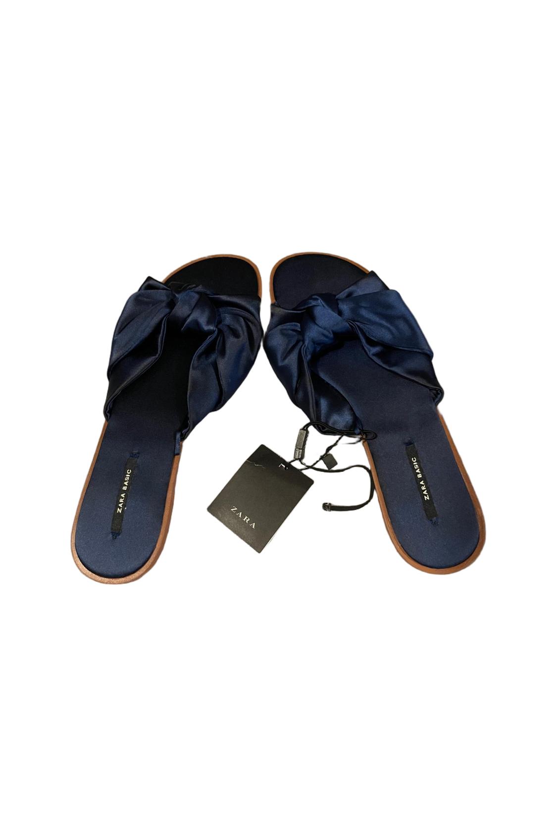 BLUE SATIN KNOTTED SLIDES SIZE 37 - Image 4