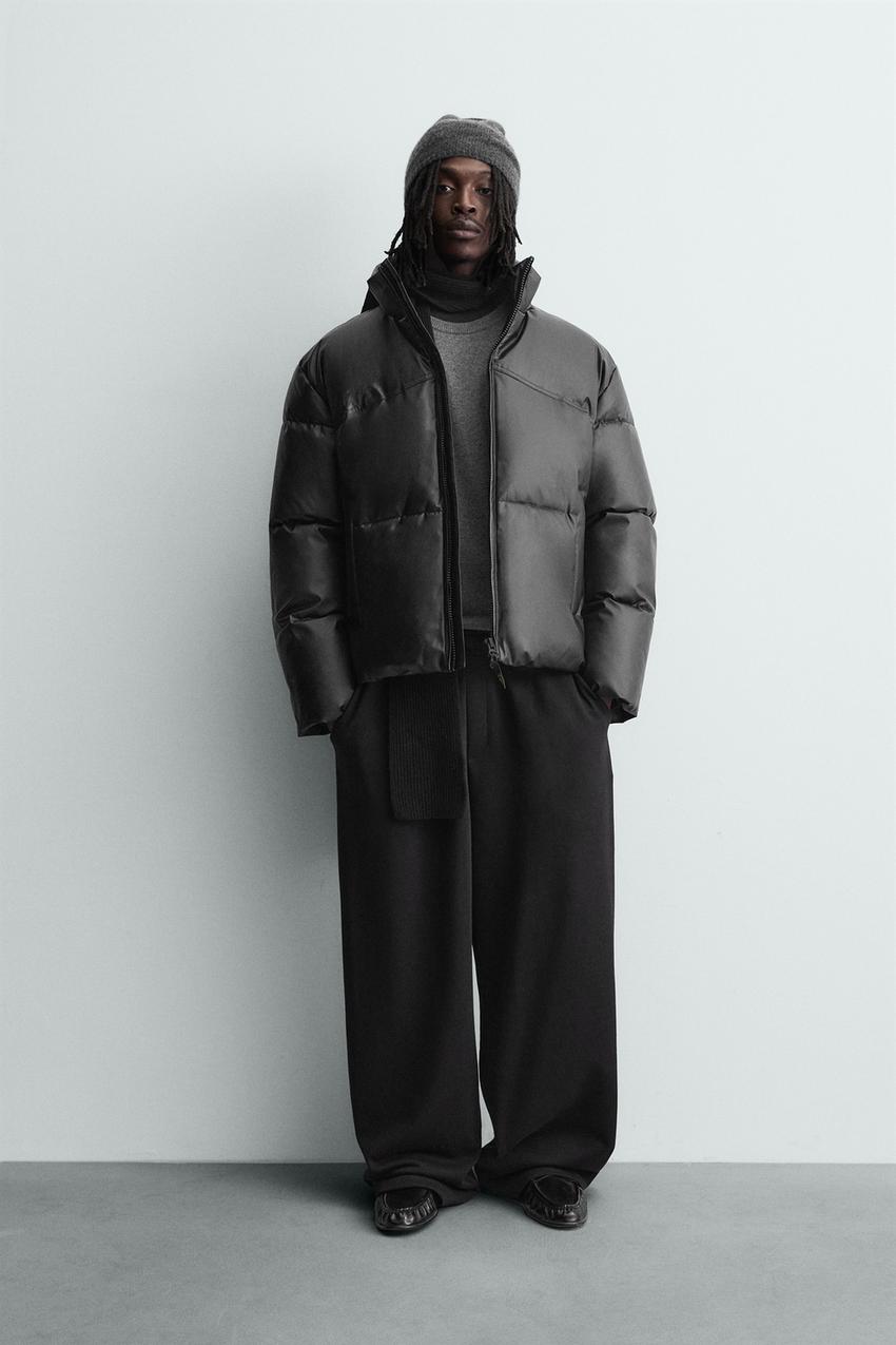 フェイクレザーパフジャケット - ブラック | ZARA Japan / 日本