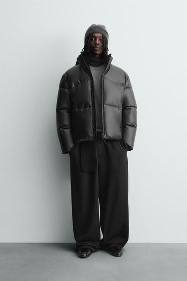 新品タグ付き】ザラ フェイクレザーロングパフジャケット ロングコート 