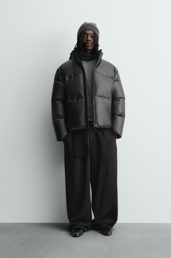 FAUX LEATHER PUFFER JACKET