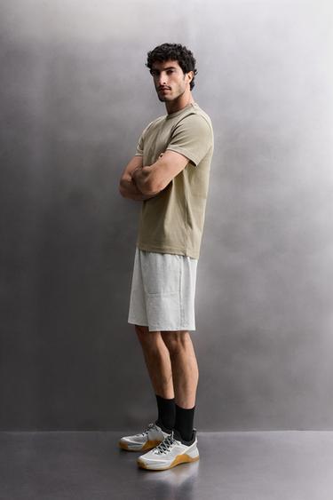 SHORT DE JOGGING EN COTON 9" - Gris chiné de Zara - Image 3