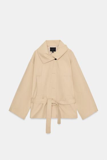 SHORT TRENCH COAT WITH BELT - Light tan by Zara - Image 3