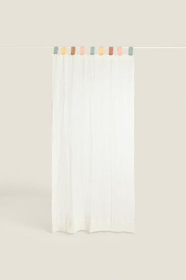 Zara MEDIUM OPACITY COTTON MUSLIN CURTAIN - Multicolored