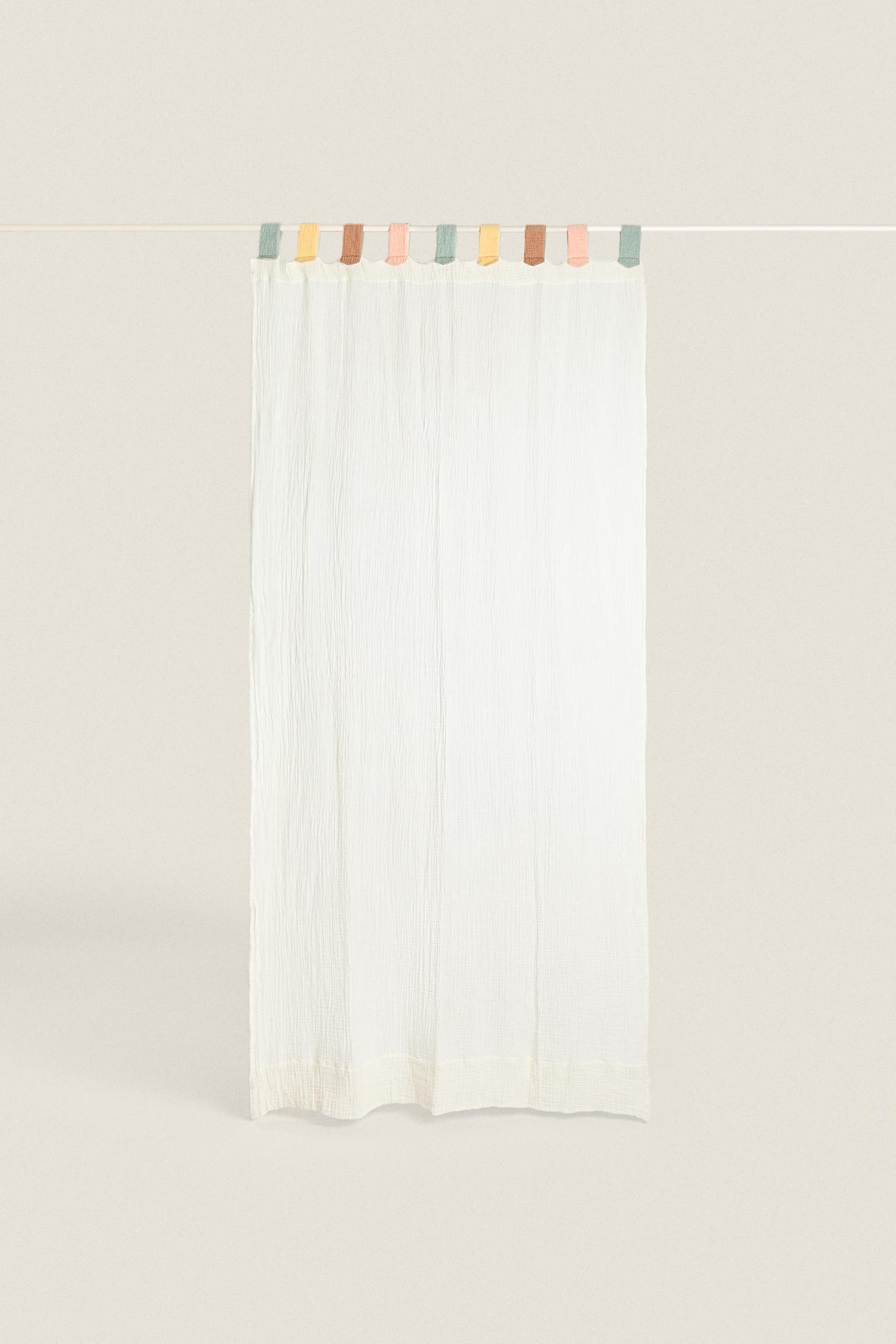 MEDIUM OPACITY COTTON MUSLIN CURTAIN — Multicolored