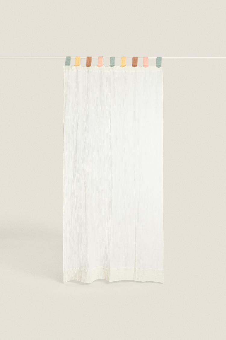 MEDIUM OPACITY COTTON MUSLIN CURTAIN — Multicolored