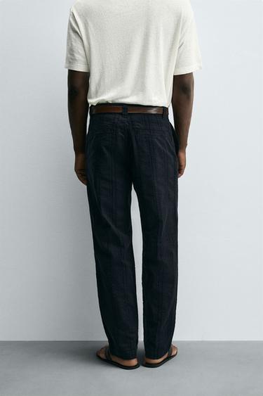 STRIPED JACQUARD TROUSERS - Navy blue by Zara - Image 2