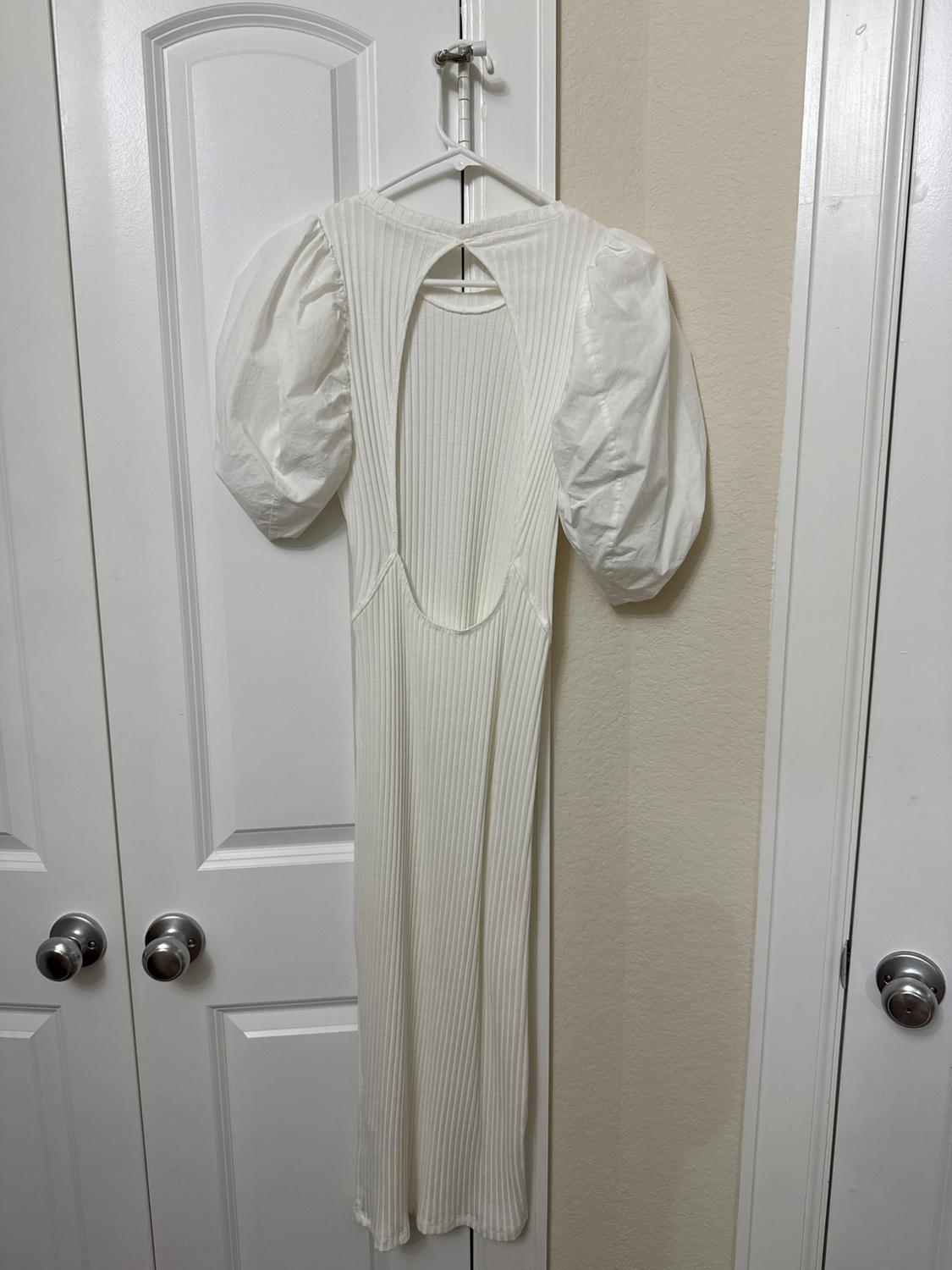 PUFF SLEEVE RIBBED DRESS - Image 5