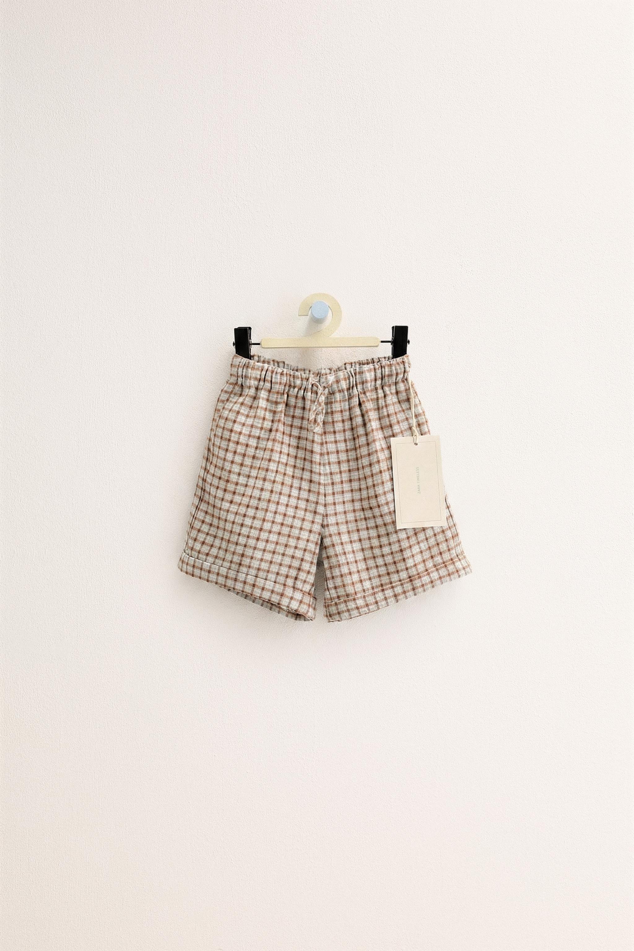 ZARA TIMELESS - SHORT À CARREAUX SEERSUCKER