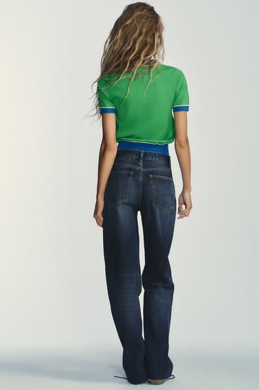 TOP POLO COMBINÉ EN MAILLE À MANCHES COURTES - unique de Zara - Image 2