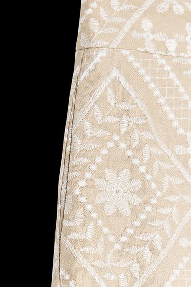 EMBROIDERED CULOTTE TROUSERS - Ecru / Beige by Zara