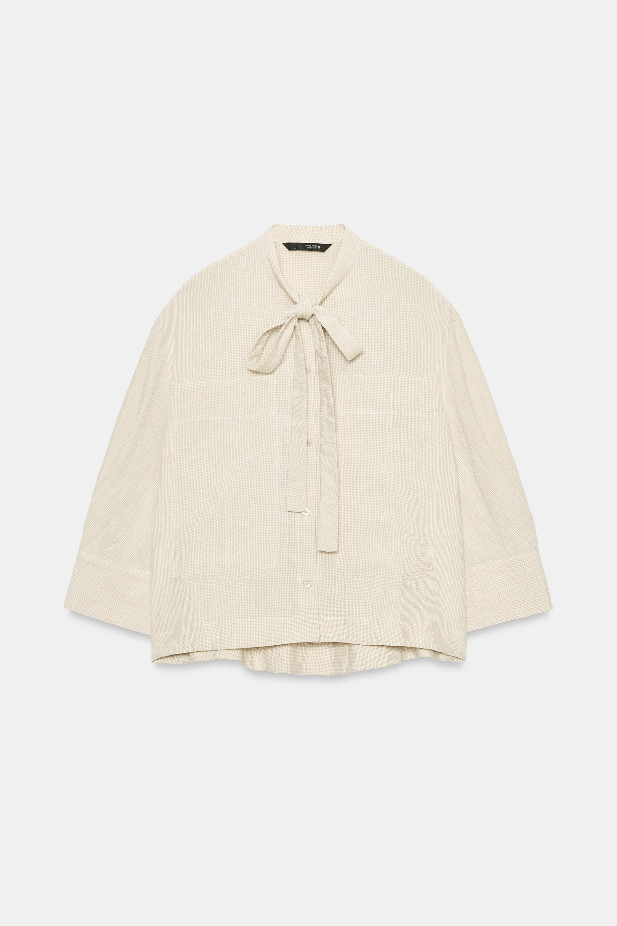 CHEMISE À NŒUD EN LIN ZW COLLECTION