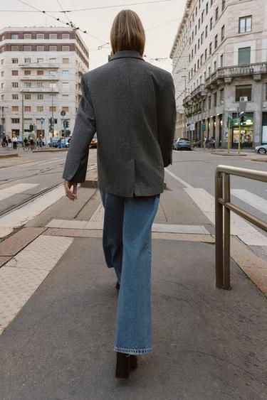 VESTE OVERSIZE À BOUTONNAGE CROISÉ - Gris de Zara - Image 4