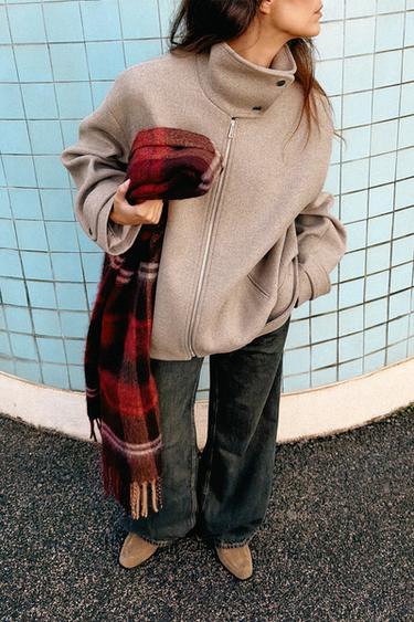 JACQUARD CHECK SCARF - GARNET by Zara