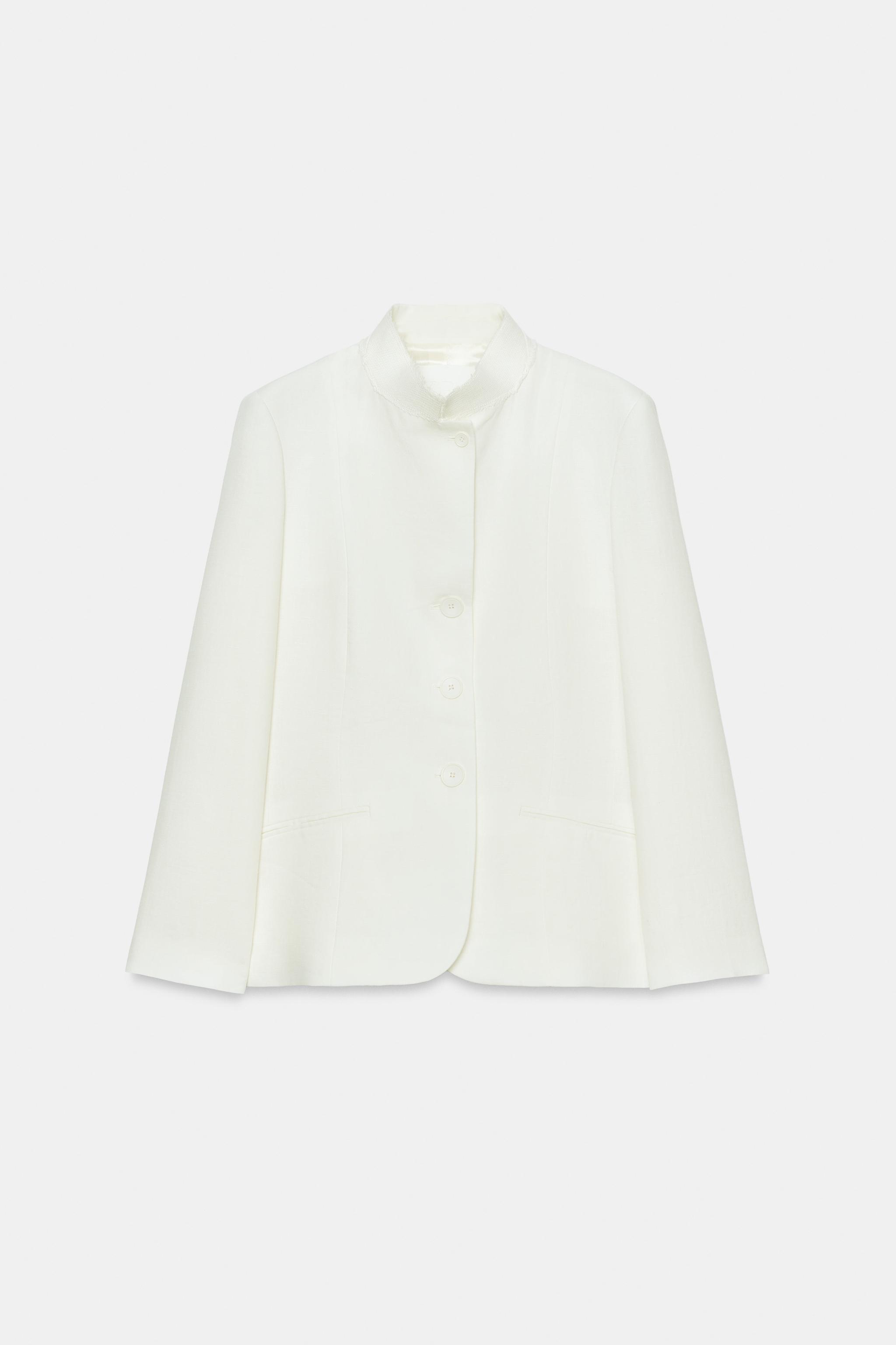 Zara ZW COLLECTION %100 KETEN BLAZER görsel 7