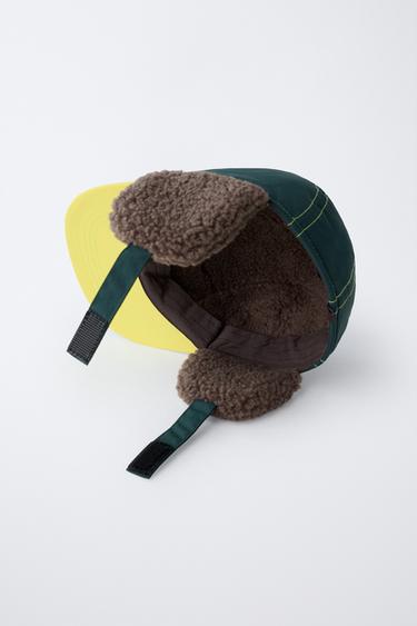 FAUX SHEARLING SKI COLLECTION CAP - Green by Zara - Image 4