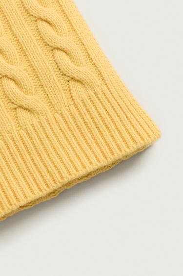 CABLE-KNIT WOOL BLEND SCARF — Yellow 2