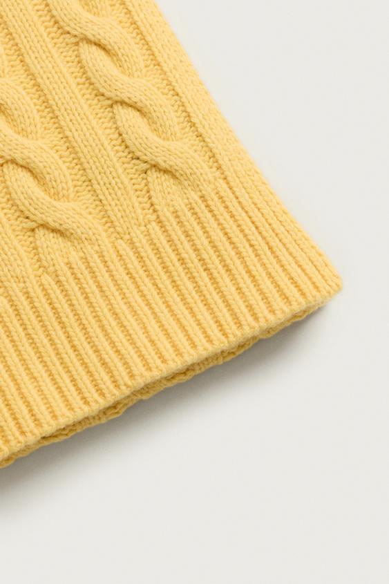 ÉCHARPE EN MAILLE TRESSE MÉLANGE LAINE - Jaune de Zara - Image 4