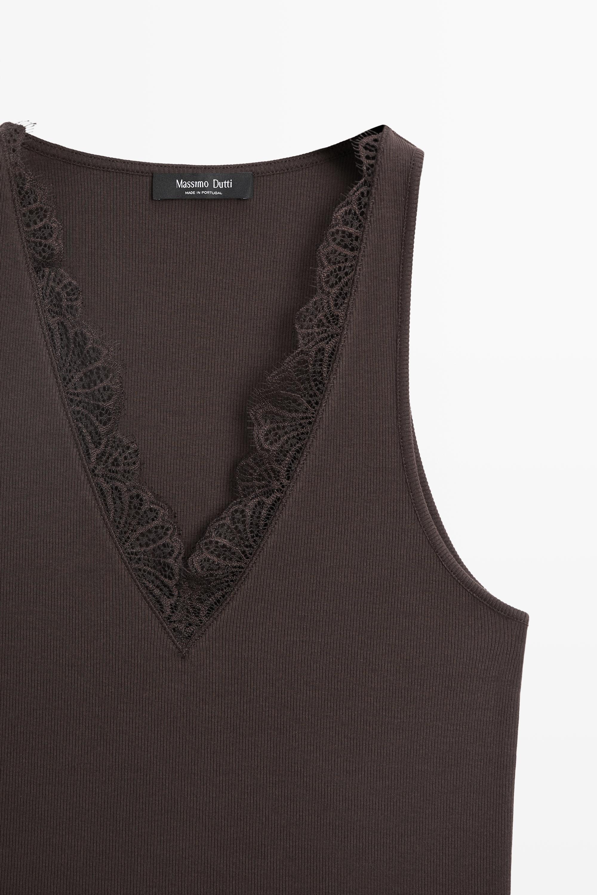 V-neck top with lace detail