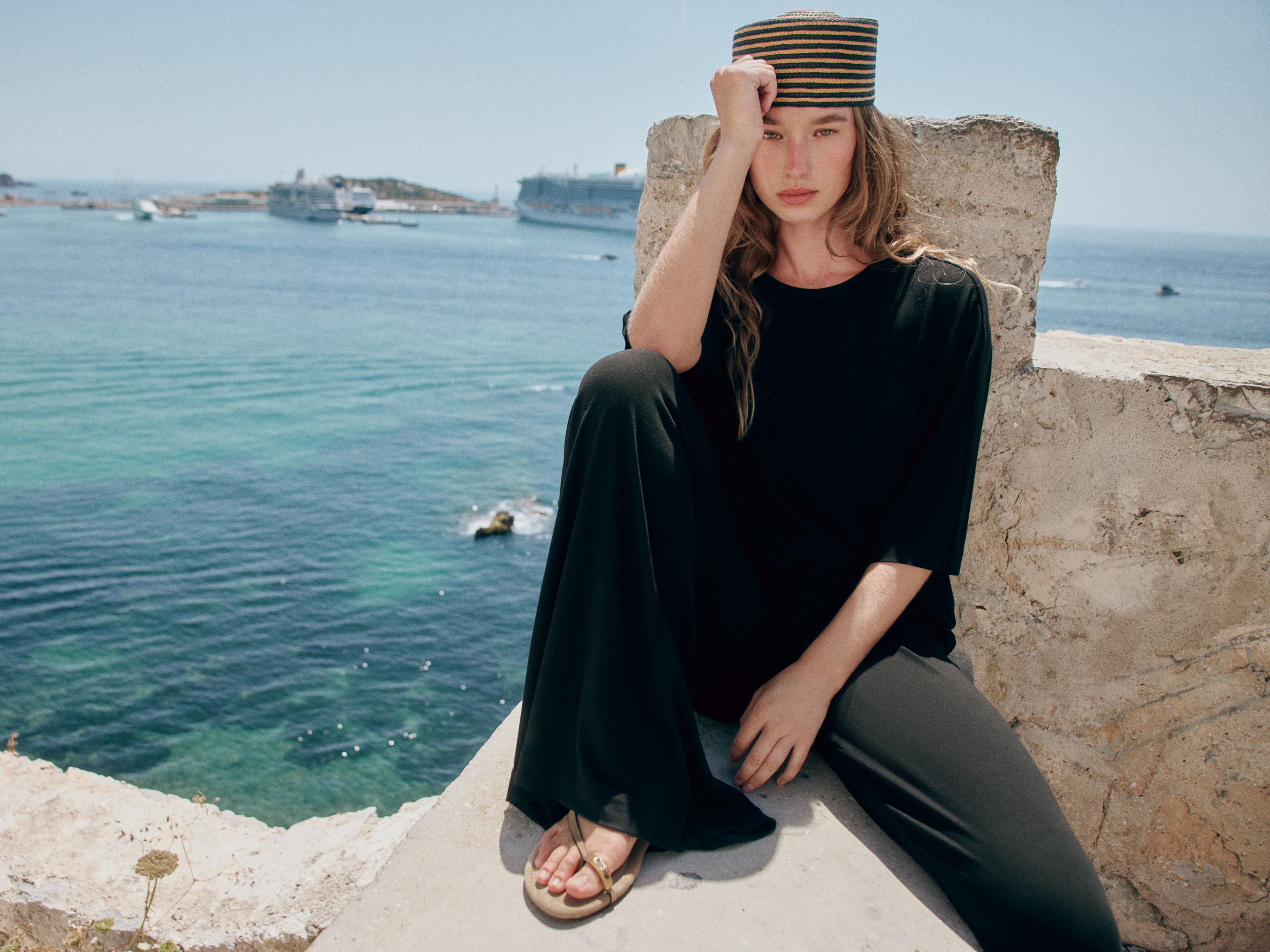 COMBINED CAP HAT — Ecru / Black