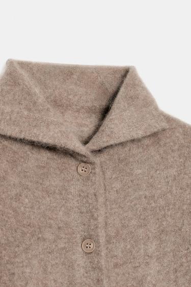 GILET 100 % LAINE COL MONTANT - Marron / Taupe de Zara - Image 6