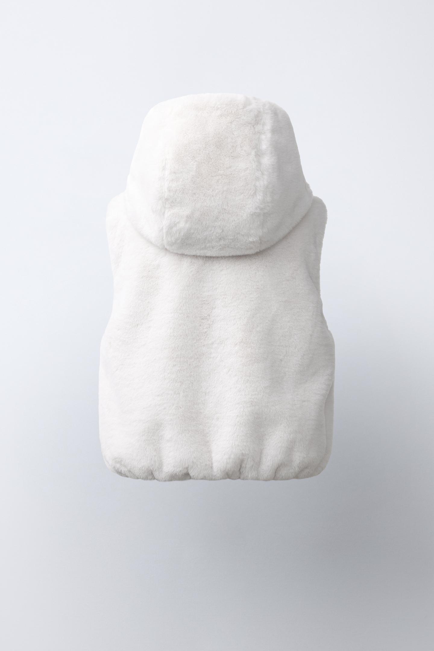 Детский жилет Zara Faux-Fur Vest, цвет: Устричный белый — фото 3