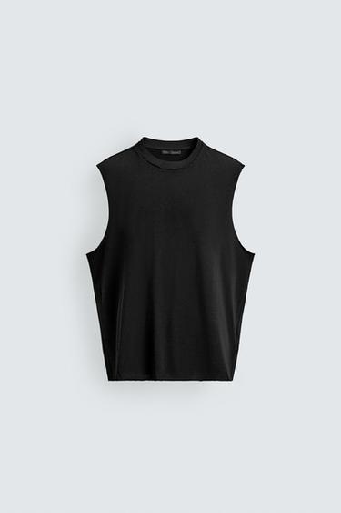 CAMISETA TANK PUNTO ALGODÓN - Negro de Zara