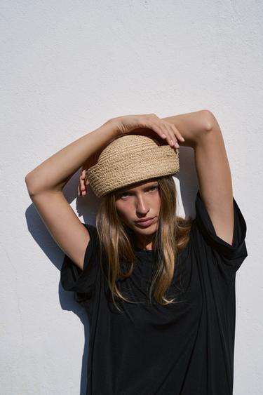 CHAPEAU CALOTTE 100% RAFFIA - Beige clair de Zara - Image 3