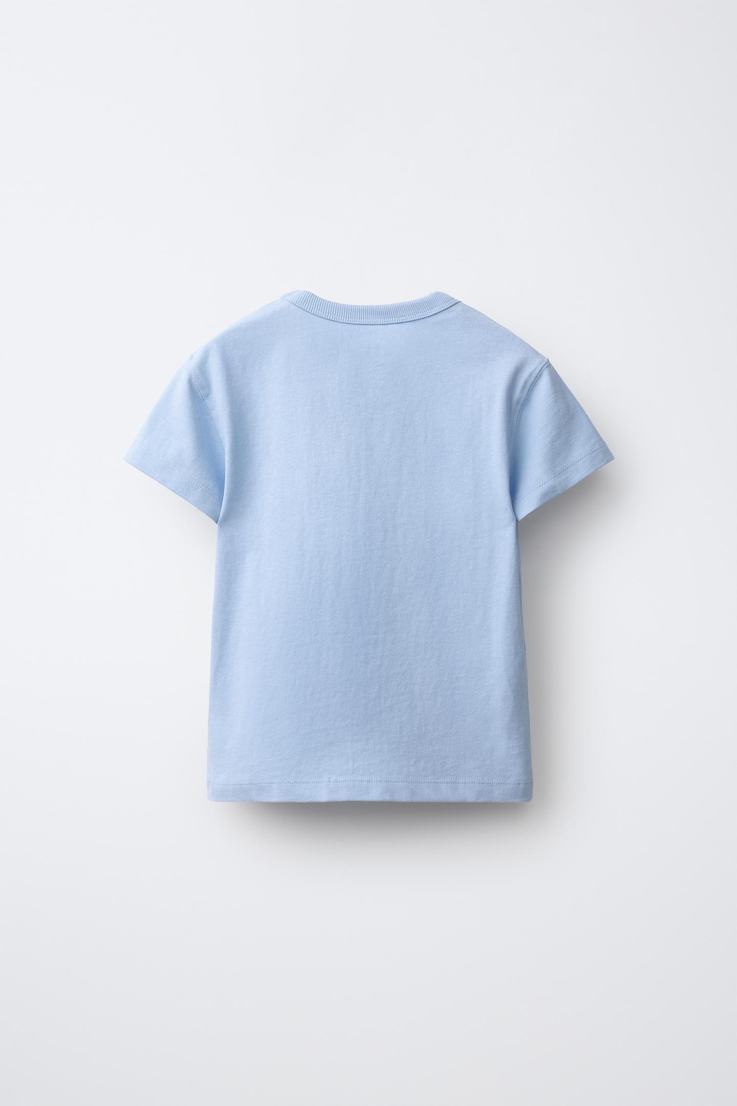 Детская футболка Zara Plain Textured, цвет: Светлый синий — фото 2