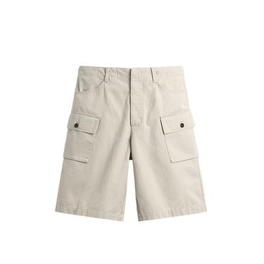 REGULAR FIT HERRINGBONE CARGO BERMUDA SHORTS - Sand by Zara