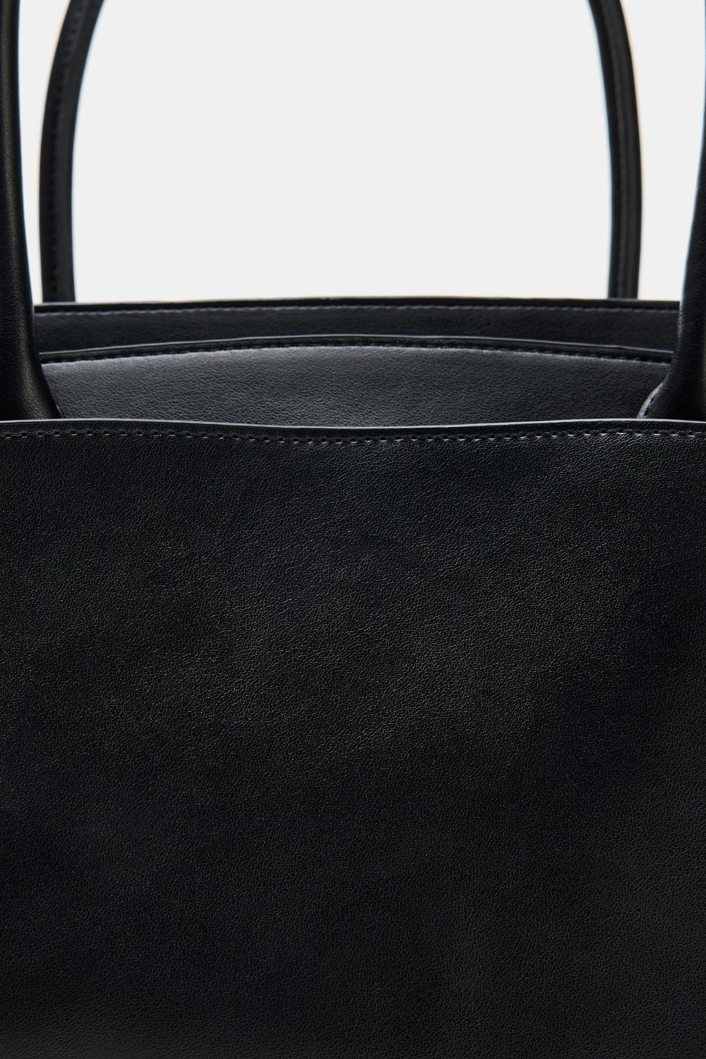 Женская сумка Zara Contrast Shoulder, цвет: Чёрный — фото 8
