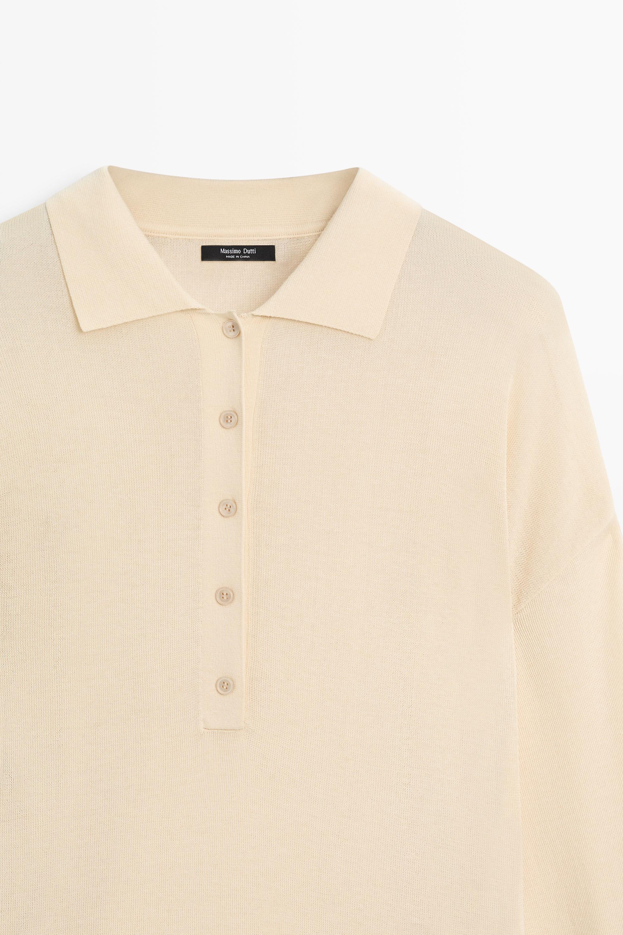 Cotton and silk blend polo sweater