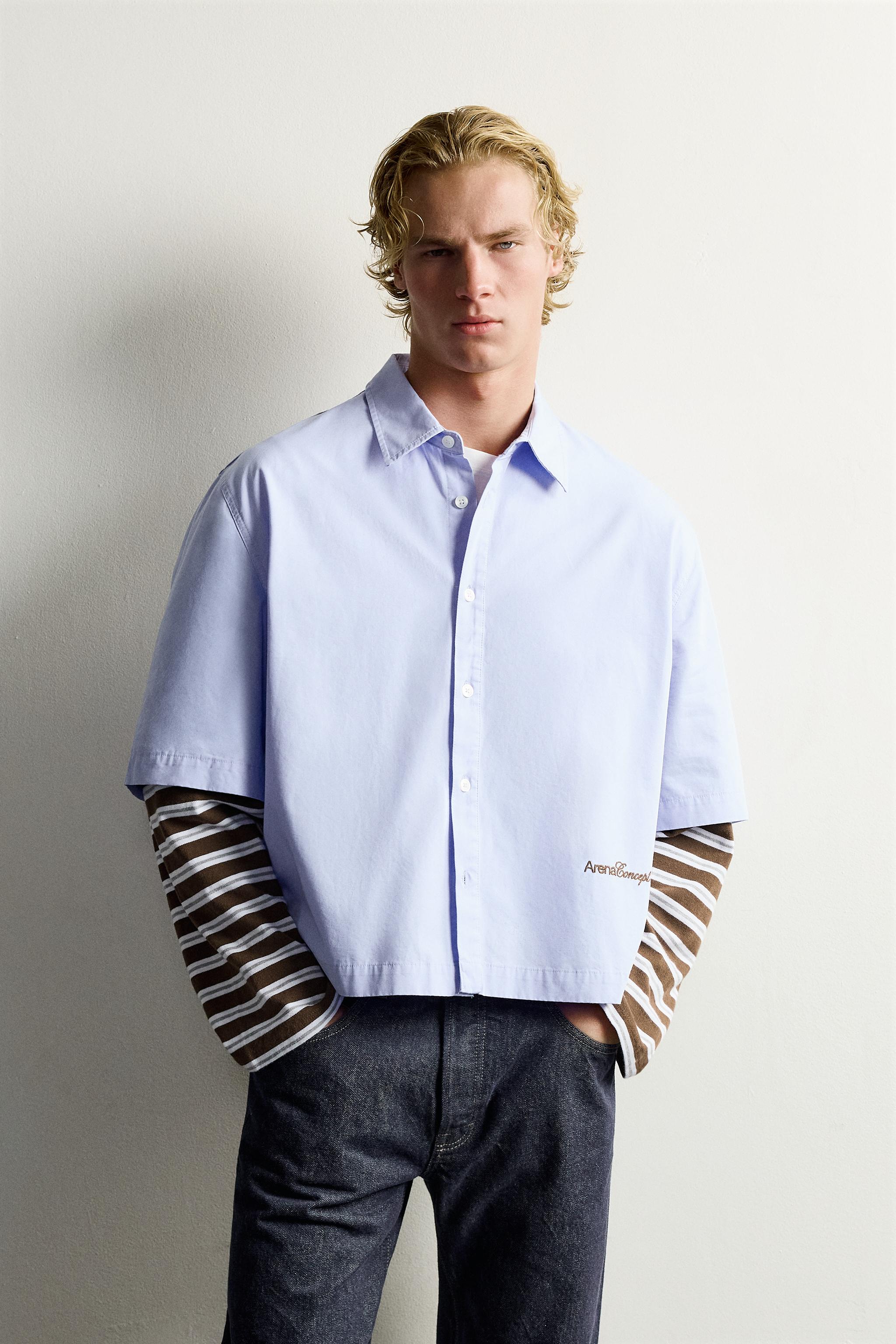 CHEMISE MANCHES EFFET SUPERPOSITION RAYURES