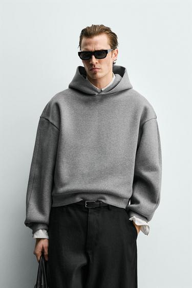 SUDADERA COMPACTA BOXY FIT CAPUCHA - Gris vigoré de Zara