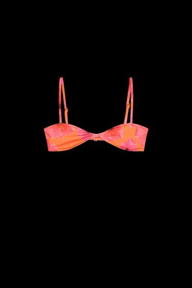PRINTED BIKINI TOP - Pink by Zara - Image 0