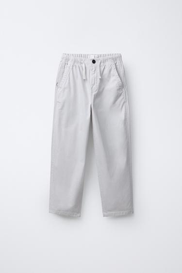 Zara STRETCH TEXTURED STRAIGHT PANTS - Ice