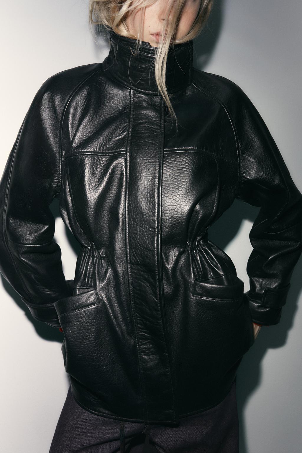 100% LEATHER JACKET WITH ADJUSTABLE WAIST