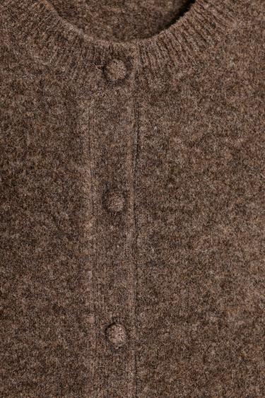 COVERED BUTTON KNIT CARDIGAN - Dark mink by Zara - Image 4