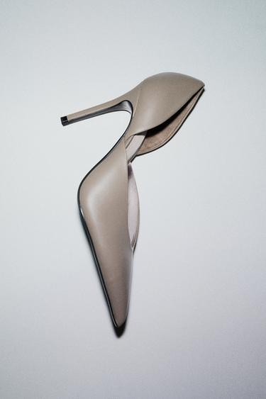 Zara HIGH HEELED LEATHER SHOES - Taupe Gray