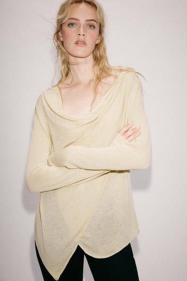 FINE KNIT FLUID CARDIGAN - Sand by Zara