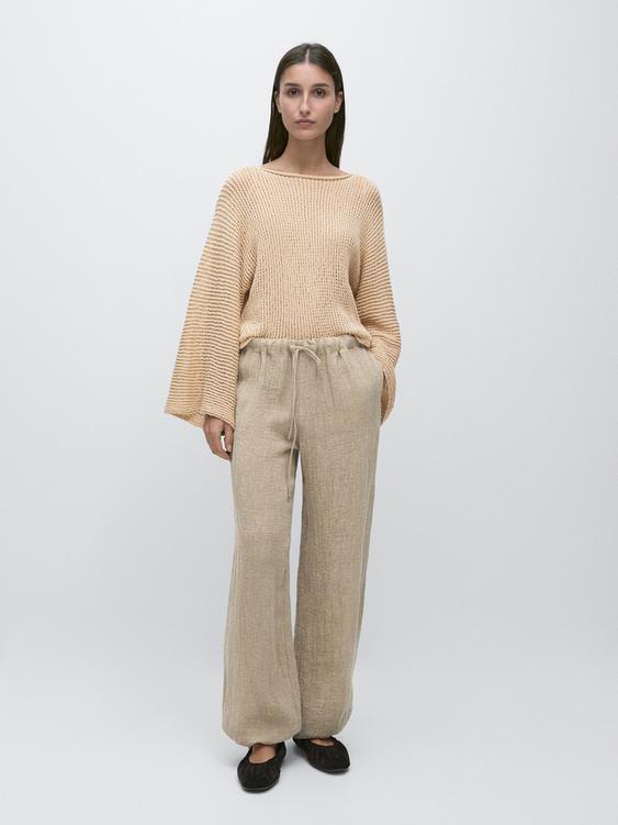 Linen blend sarouel trousers