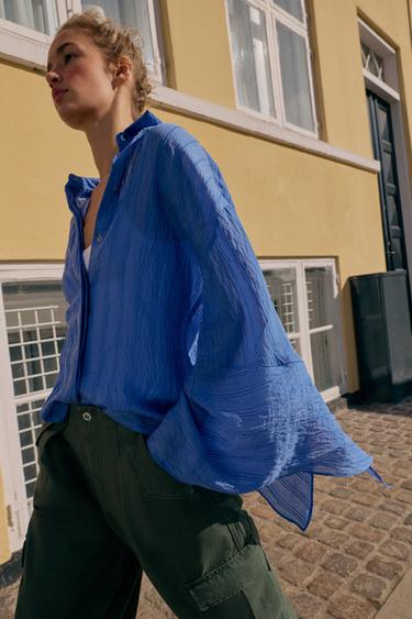 STRIPED SHIRT WITH BOWS - Blue by Zara - Image 4