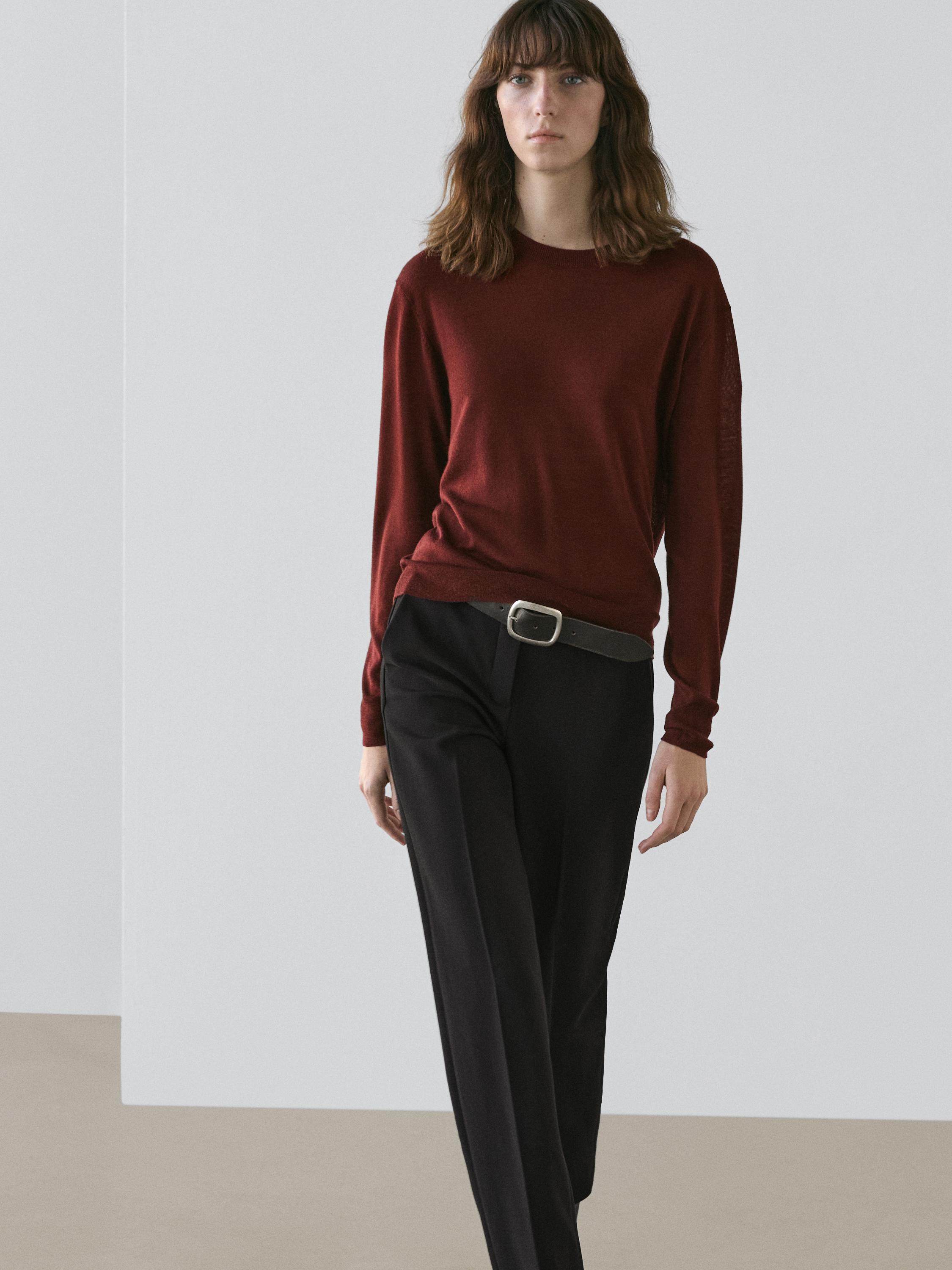 Pull en maille fine 100 % laine à col rond