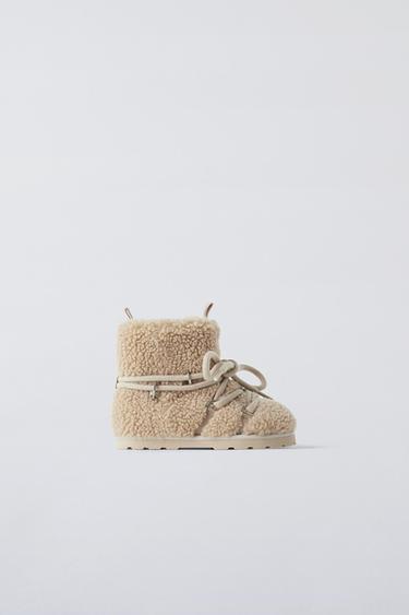 FAUX SHEARLING BOOTS - Sand Brown by Zara - Image 0
