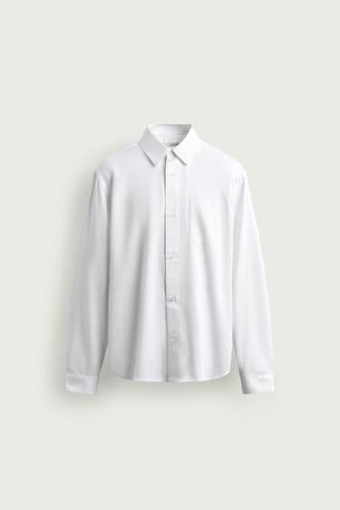 CAMISA REGULAR FIT LYOCELL - ALGODÃO - Branco da Zara