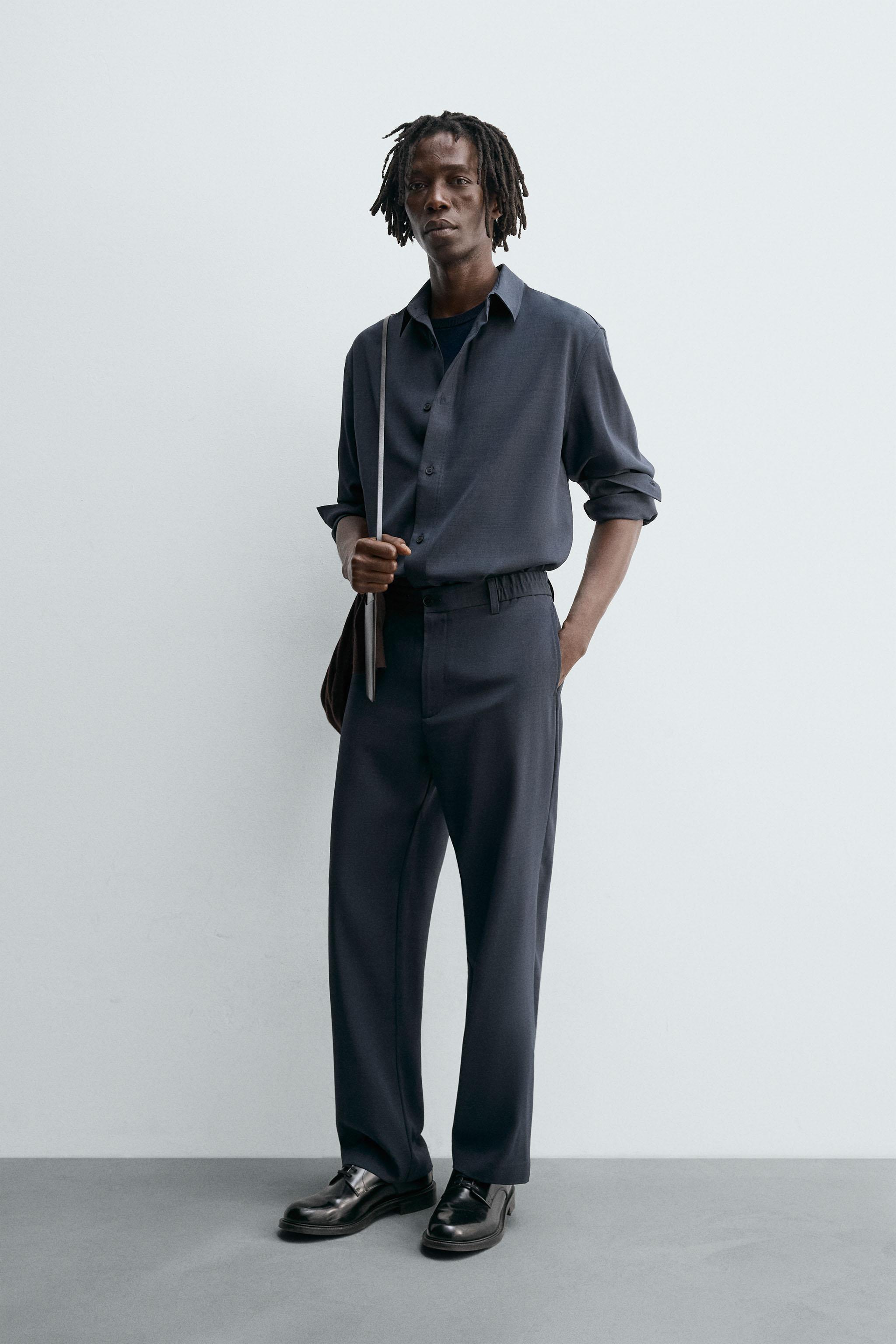 FLOWING RELAXED FIT SHIRT - Navy blue | ZARA India